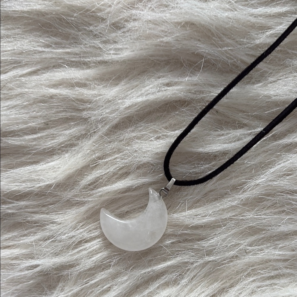 Elegant White Crescent Moon Pendant Necklace